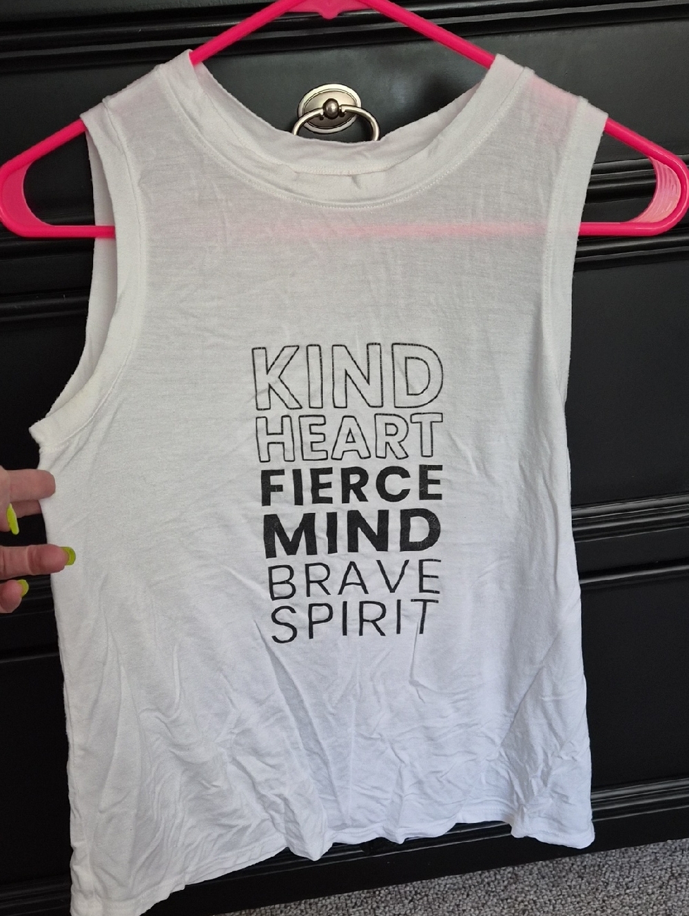 Emily Hsu Designs White Kids Graphic Tank - Black Text. Club Pilates
